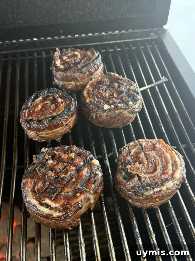 cooking the pinwheels on the grill