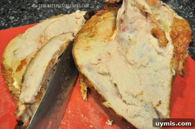 Sliced Traeger Roasted Turkey Breast Sliced Traeger roasted turkey breast ready to serve