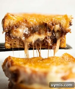 Nutella Grilled Cheese close up shot of black spatula lifting half a sandwich up with nutella and brie pouring out