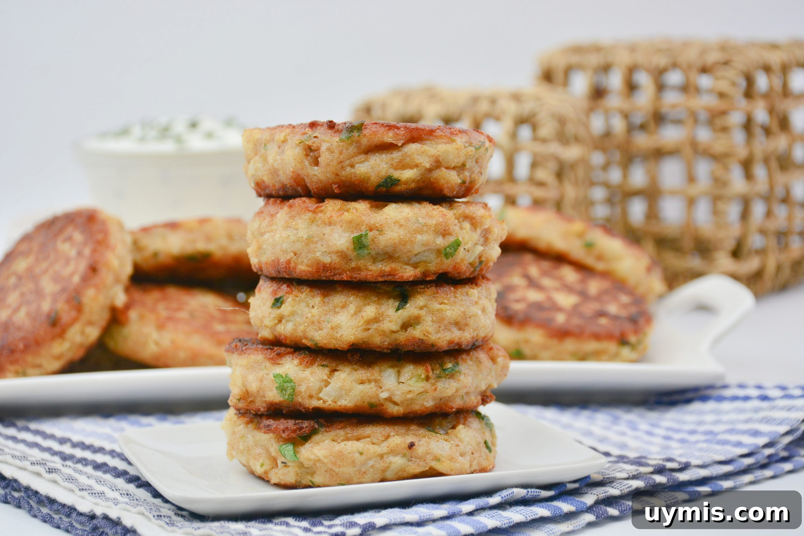Serving of cauliflower fritters ready to eat