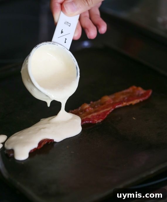 Maple Bacon Pancake Dippers Recipe 5 Pancake Bacon Dippers! A soft pancake surrounds a crispy piece of bacon that you can dip right in maple syrup!