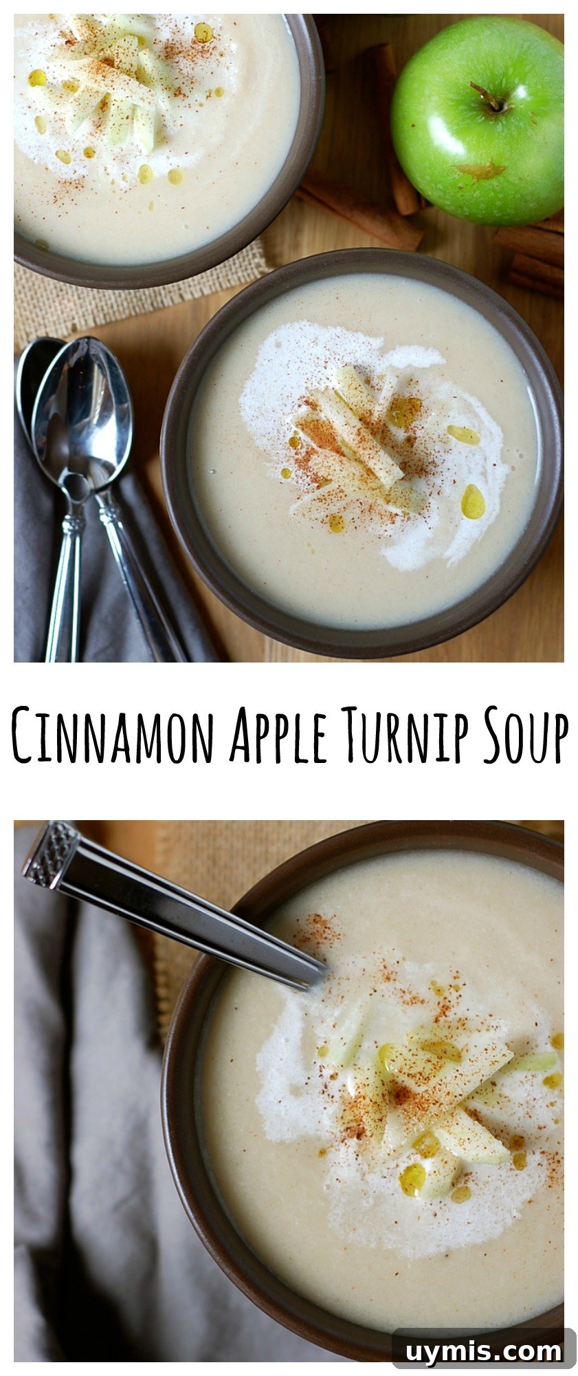 Cinnamon-Spiced Apple and Turnip Soup Recipe 6 This gluten-free cinnamon apple turnip soup is the perfect, soul-warming winter meal.