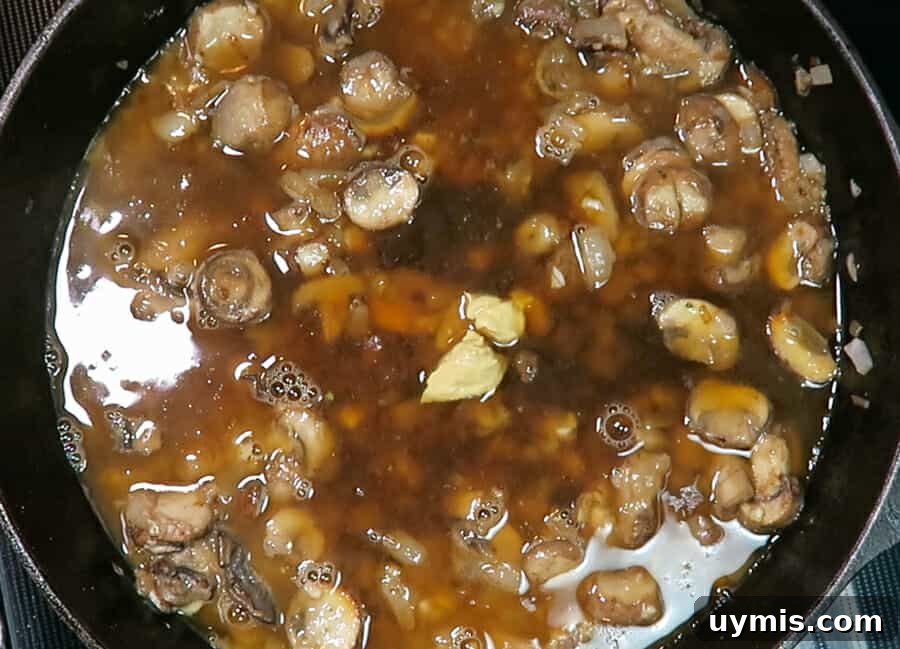 Creamy Ground Beef Stroganoff with Greek Yogurt 11 Beef broth and seasonings added to stroganoff sauce
