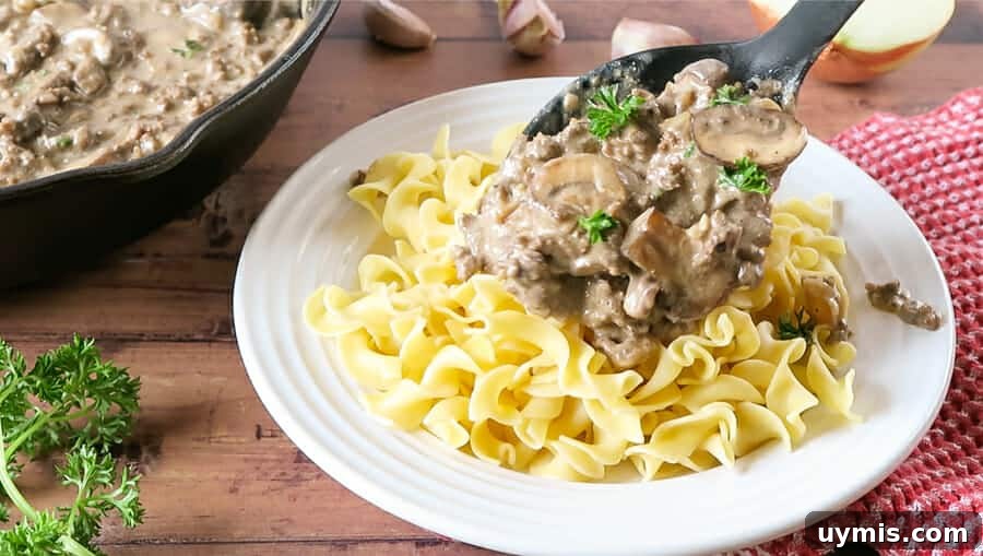 Creamy Ground Beef Stroganoff with Greek Yogurt 16 Creamy ground beef stroganoff with mushrooms
