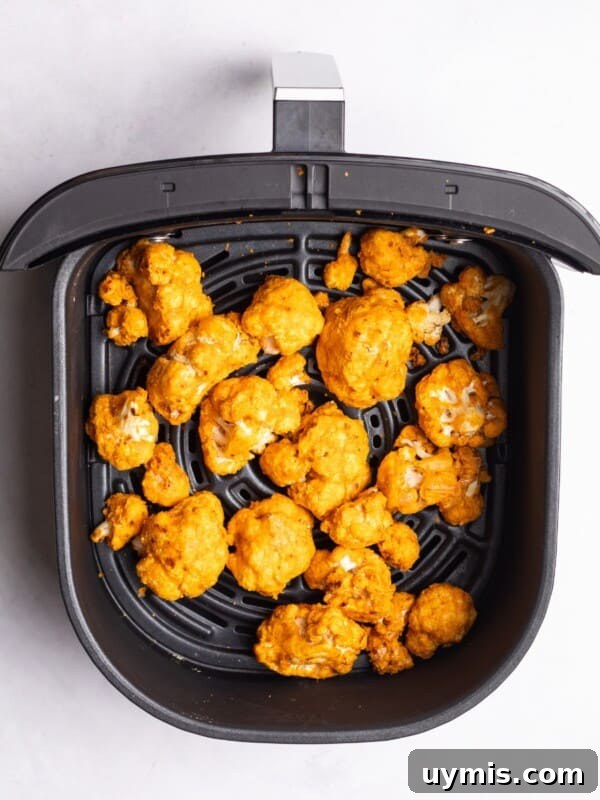 Cauliflower in an air fryer.