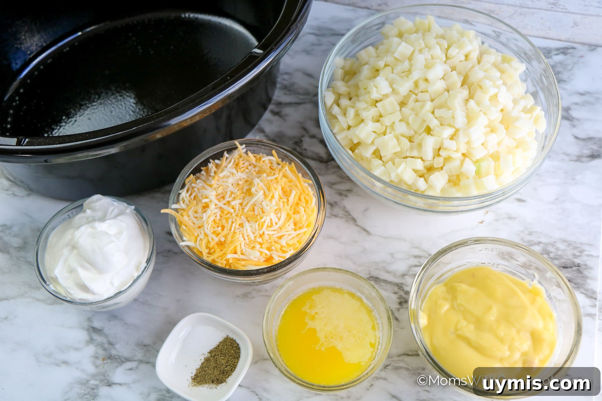 Creamy Slow Cooker Cheesy Hashbrown Casserole 3 Crockpot Cheesy Hashbrown Casserole ingredients