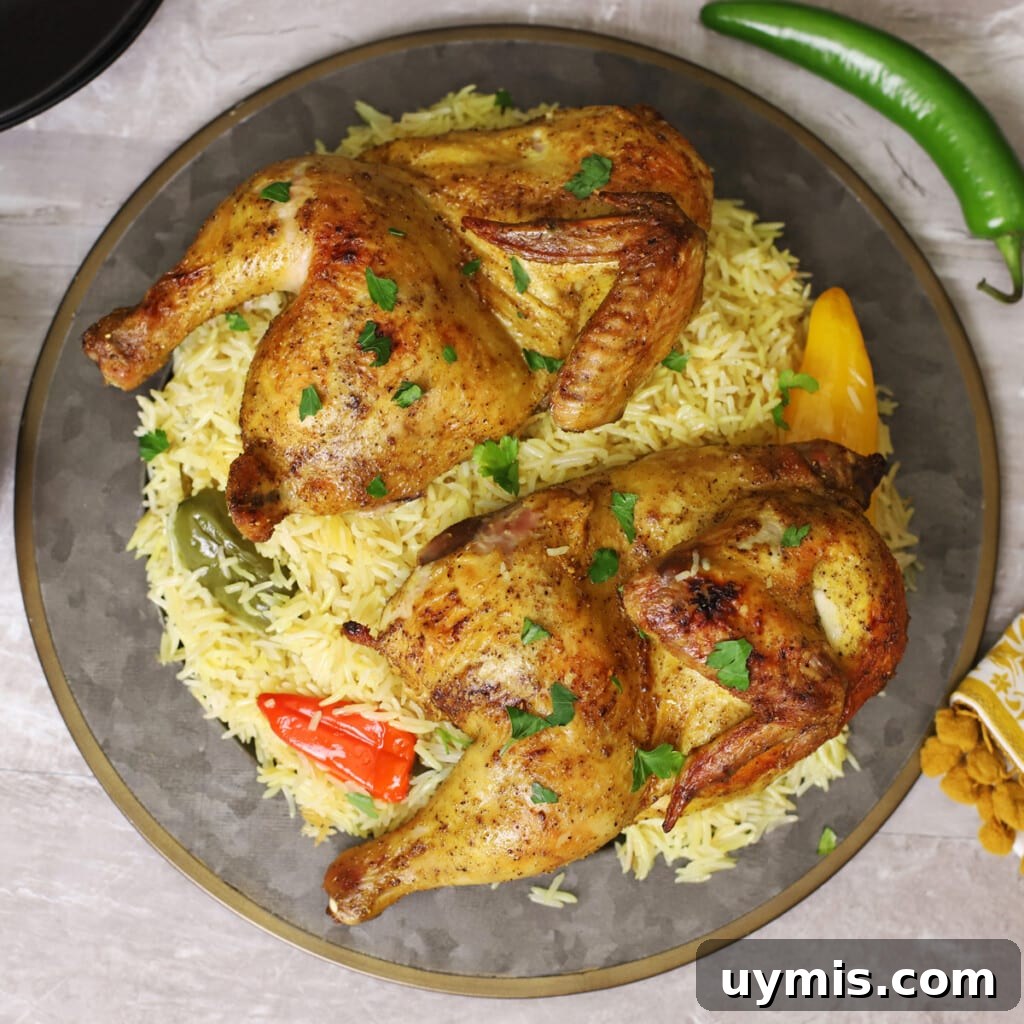 53-Recipe Meal Plan: Weekly Menus and Shopping List 3 A big serving platter of mandi garnished with chopped parsley.