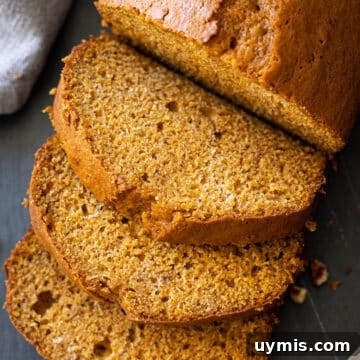 Pumpkin banana bread slices.