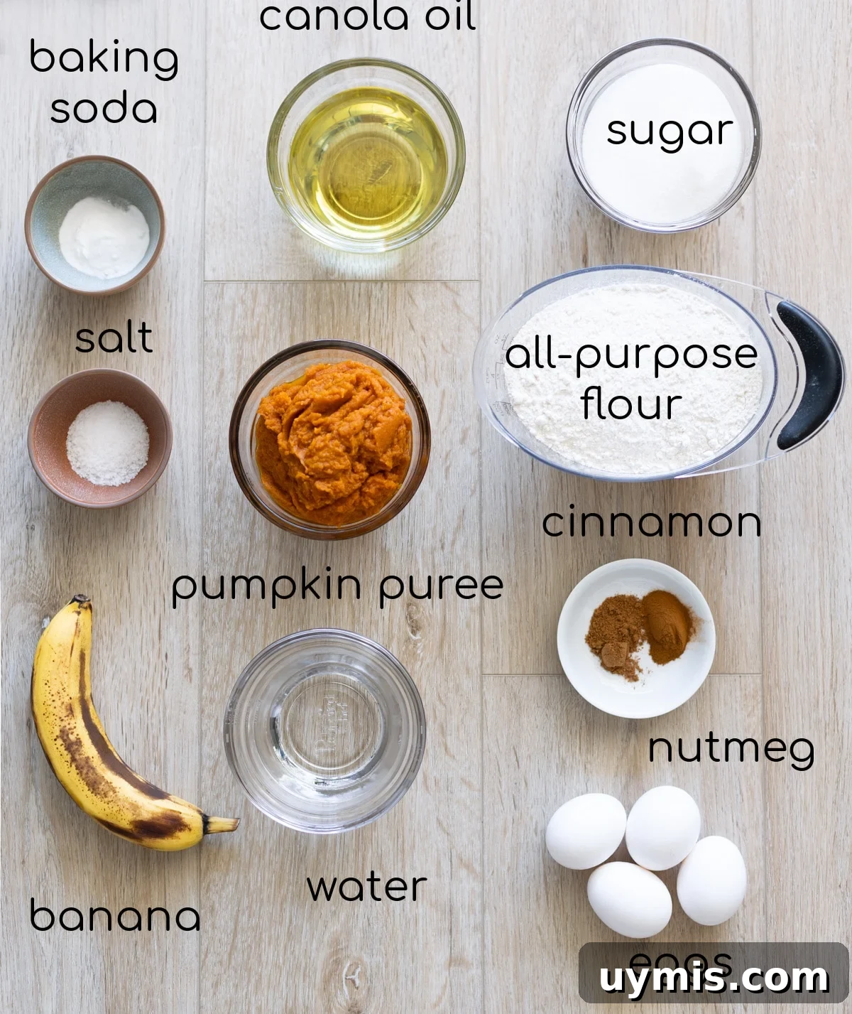 Ingredients needed to bake bread sitting on a counter.