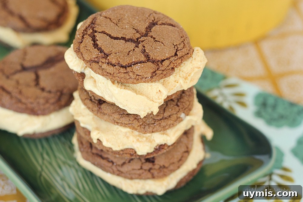Pumpkin Ice Cream Sandwiches with Gingerbread Cookies 4 Gingerbread Cookie Recipe for Gingerbread Pumpkin ice cream sandwiches