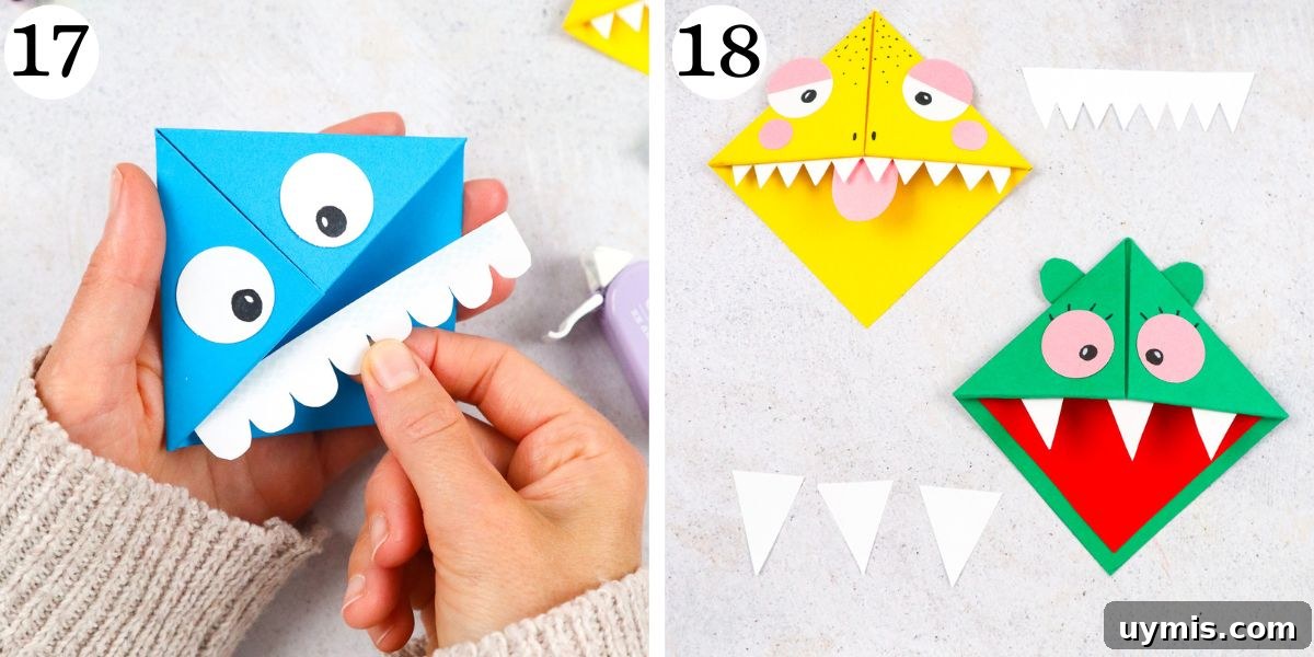 How to Make an Origami Corner Bookmark 12 add teeth