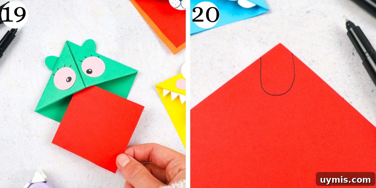 How to Make an Origami Corner Bookmark 13 add a tongue