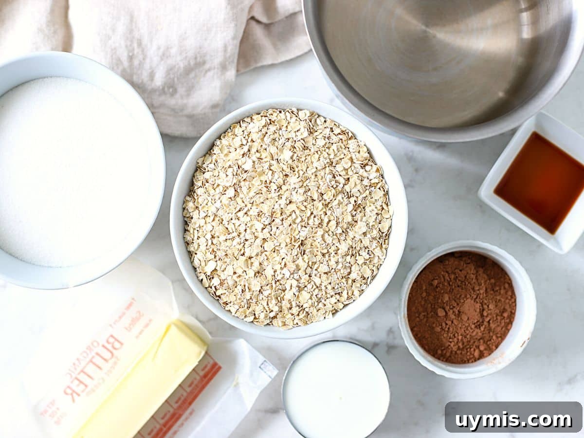 Ingredients for no-bake cookies.