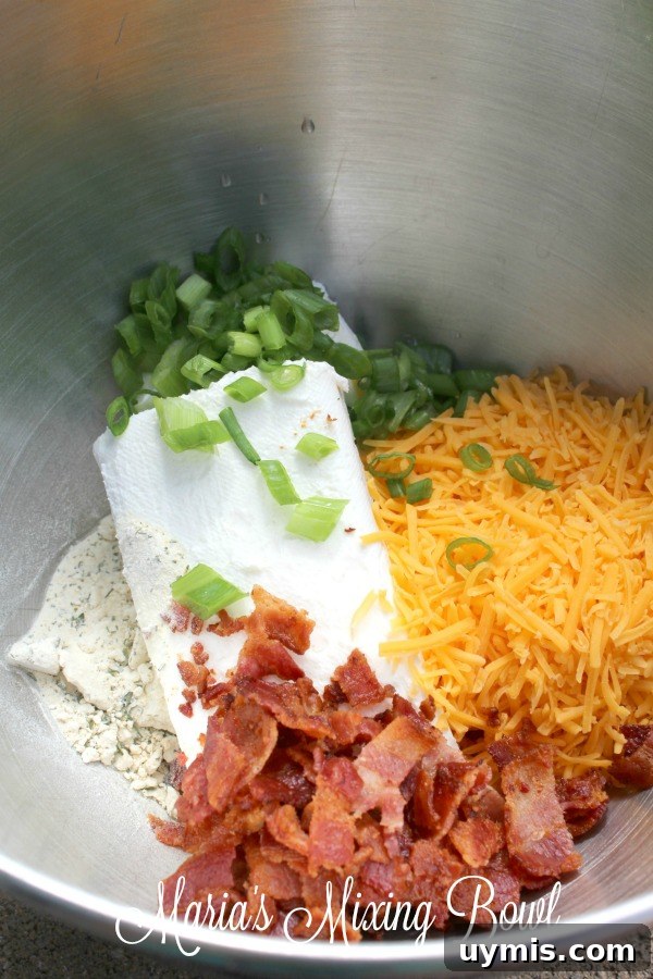 Cheddar Bacon Ranch Cheese Ball Recipe 8 Mixing ingredients