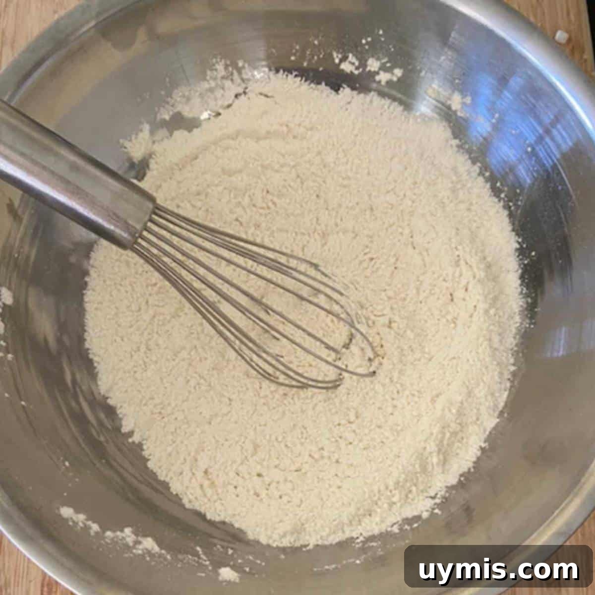 Dry dumpling ingredients in bowl.