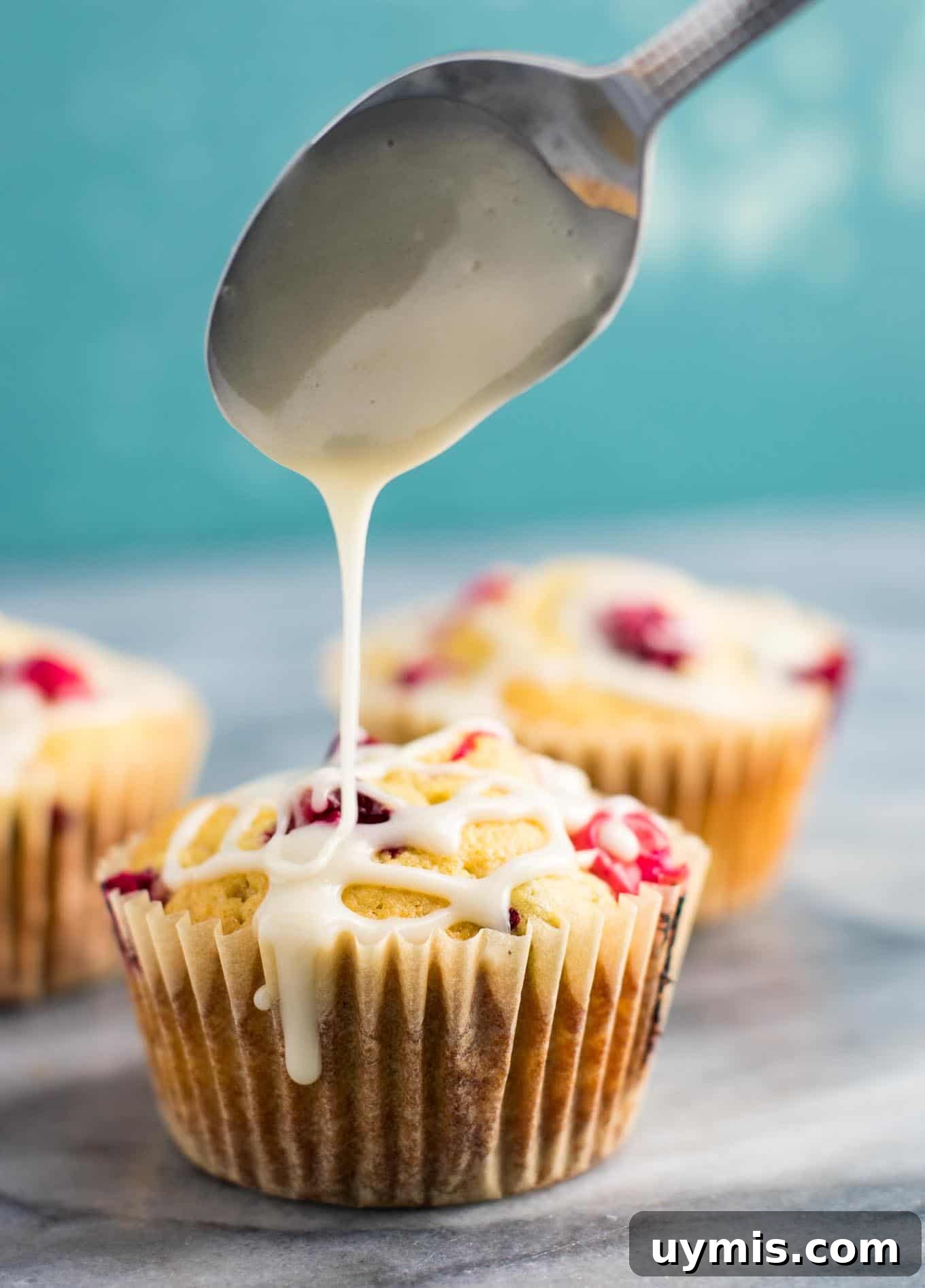 Cranberry Cream Cheese Muffins Recipe 6 Soft cranberry cream cheese muffins with sweet glaze