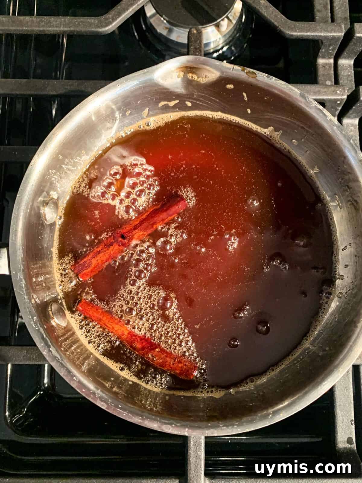 Thickened syrup in a pot.