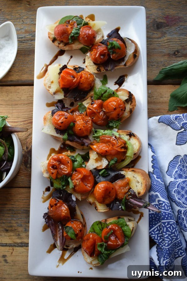 Mediterranean Bruschetta Recipe: Tomato, Olives and Feta 3 Roasted tomatoes on bruschetta