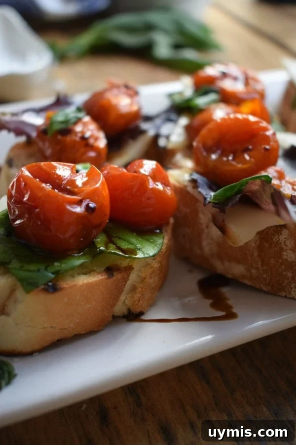 Mediterranean Bruschetta Recipe: Tomato, Olives and Feta 4 Bruschetta close-up
