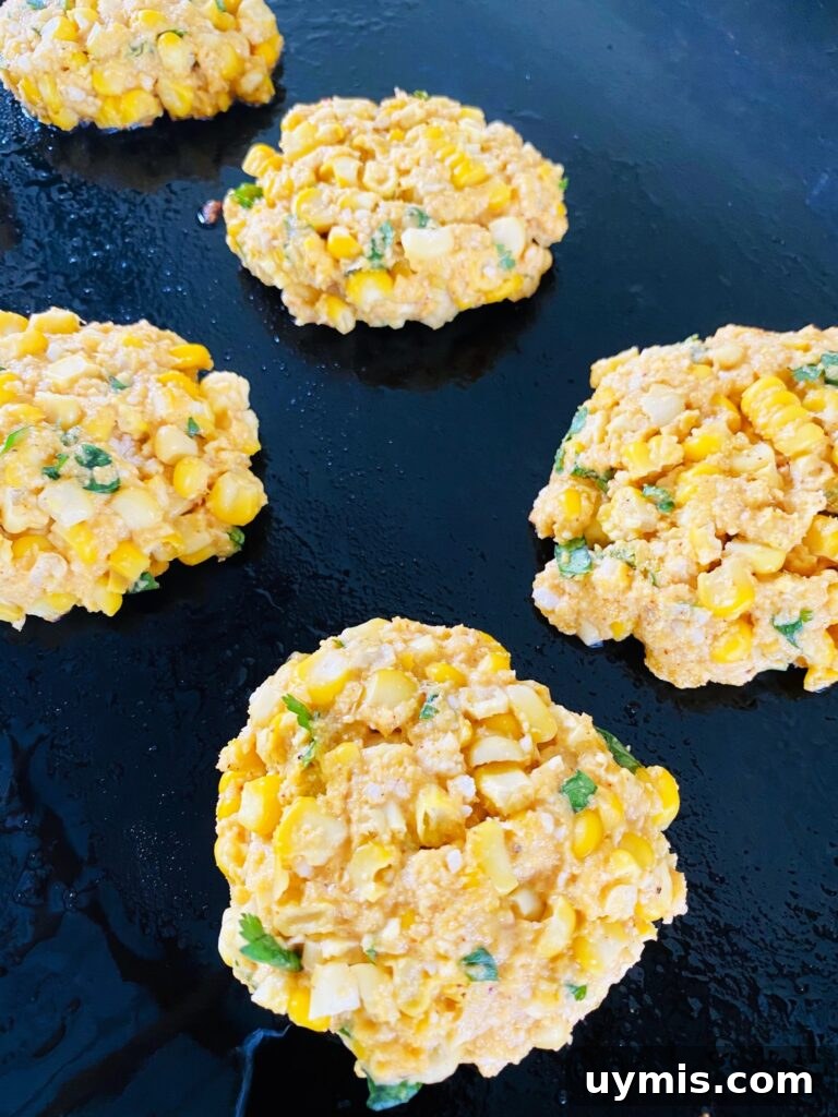 Blackstone Street Corn Fritters Recipe 8 on the blackstone before cooking