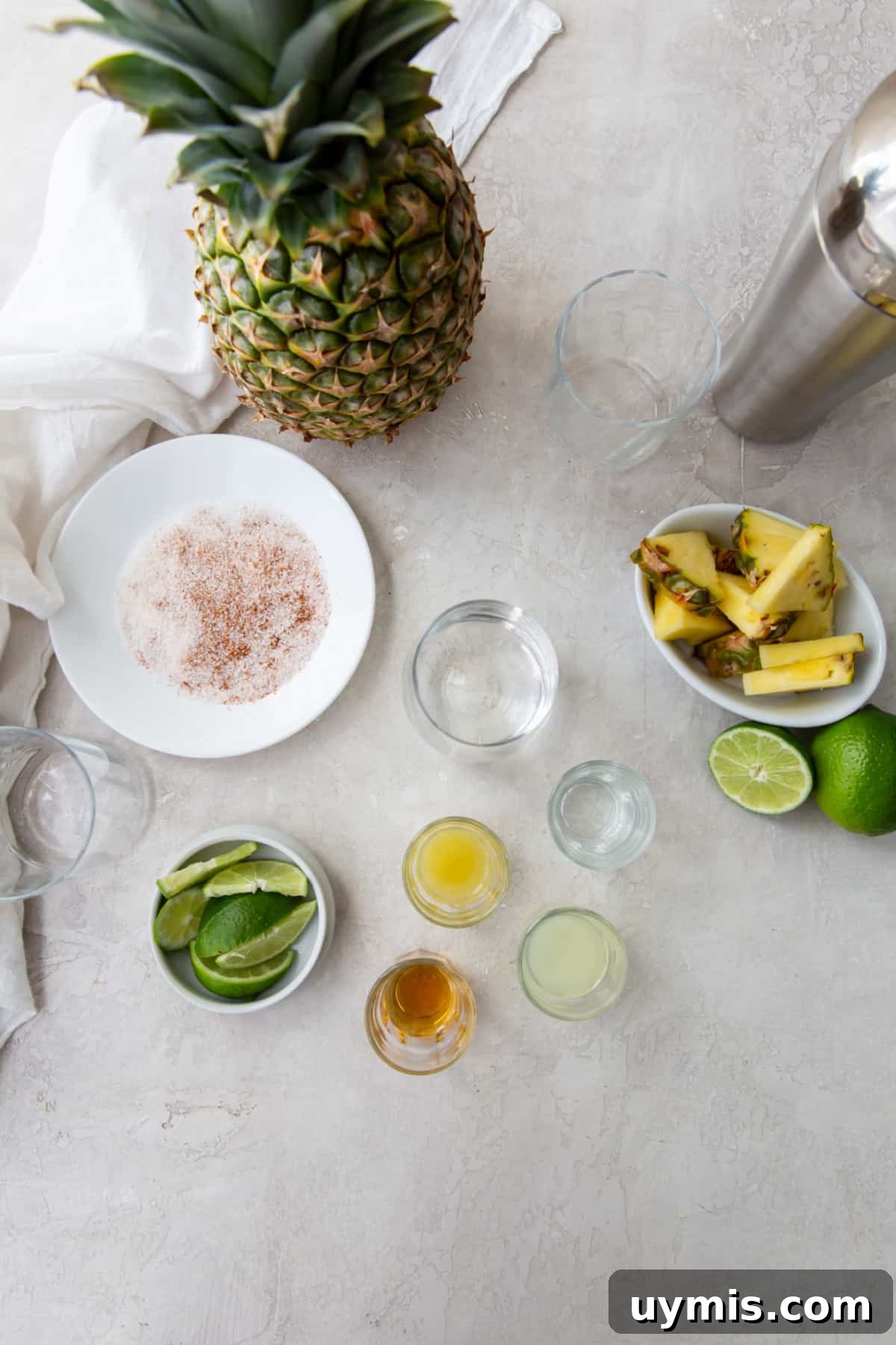 Smoky Mezcal Margarita Recipe 3 mezcalita ingredients on a table