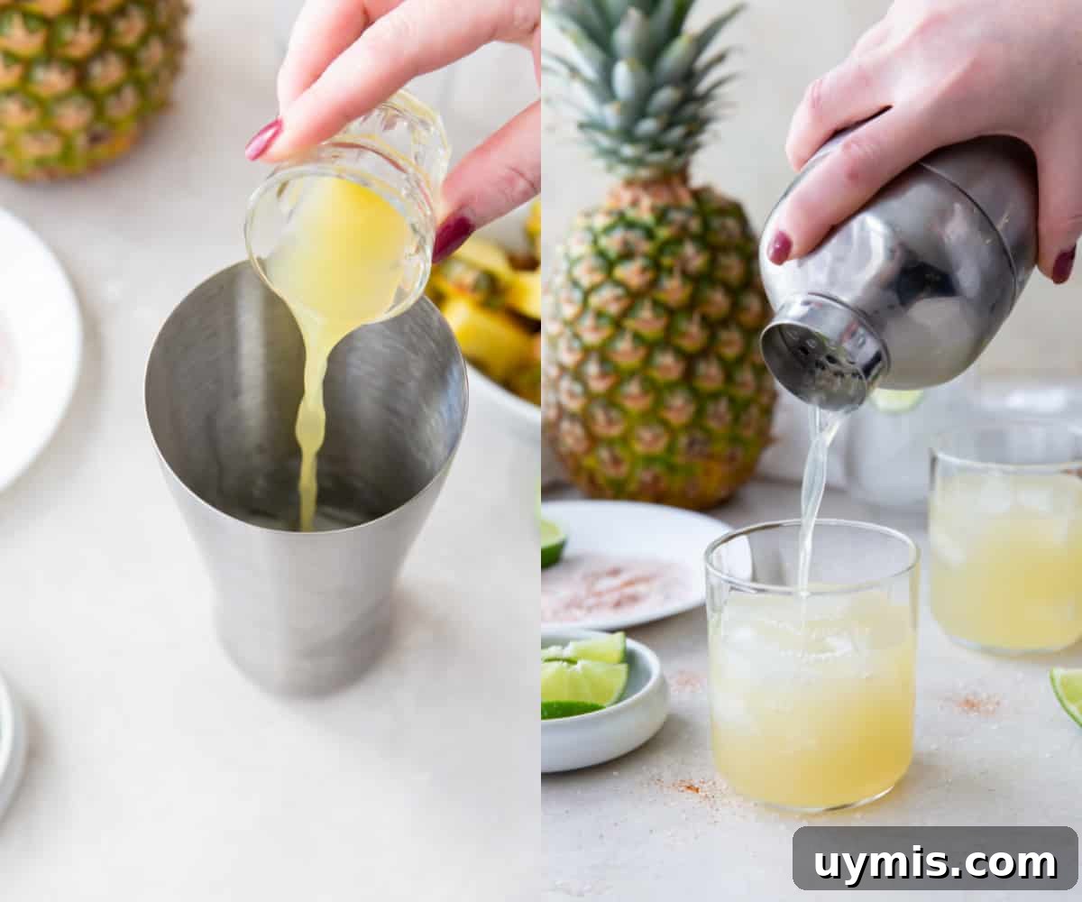 Smoky Mezcal Margarita Recipe 4 mixing together ingredients for mezcal margarita in shaker