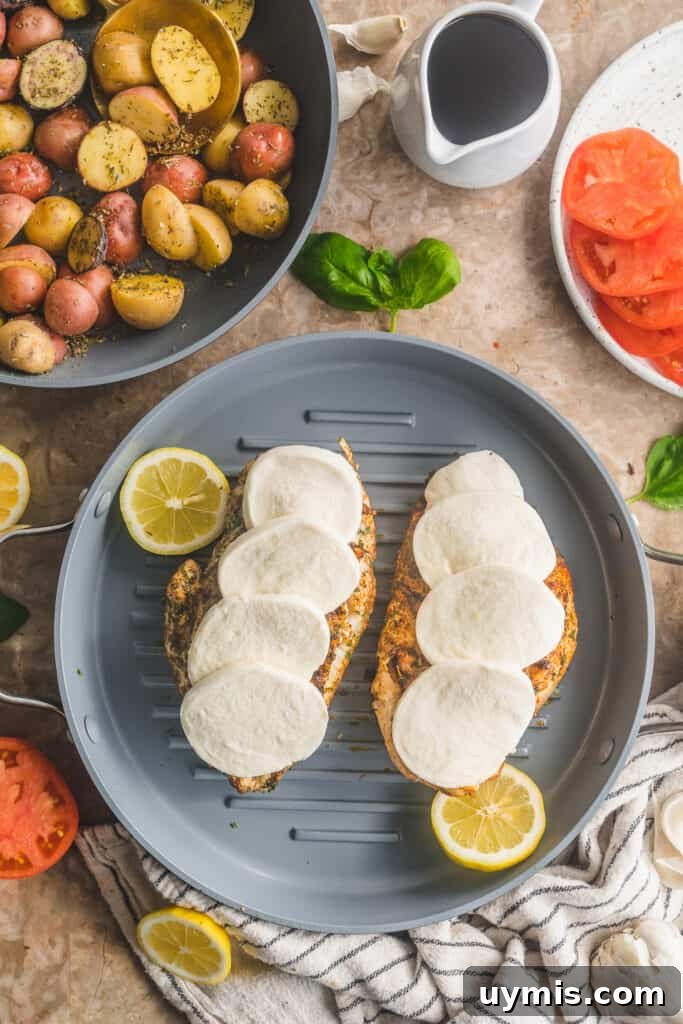 Caprese Grilled Chicken with Herb Roasted Potatoes 6 process shot
