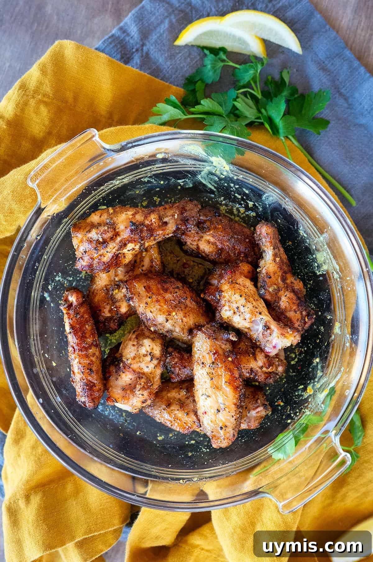 Crispy Grilled Lemon Pepper Chicken Wings Recipe 6 Platter of Lemon pepper chicken wings.