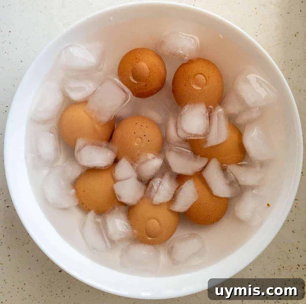 Instant Pot Hard Boiled Eggs Using the 5 5 5 Method 6 Hard boiled eggs in ice bath after being hard boiled in the Instant Pot