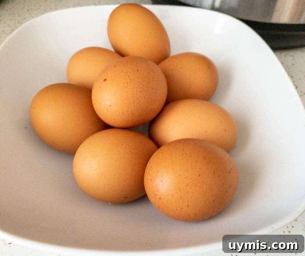Instant Pot Hard Boiled Eggs Using the 5 5 5 Method 7 Hard boiled eggs ready to be peeled after being cooked in the Instant Pot