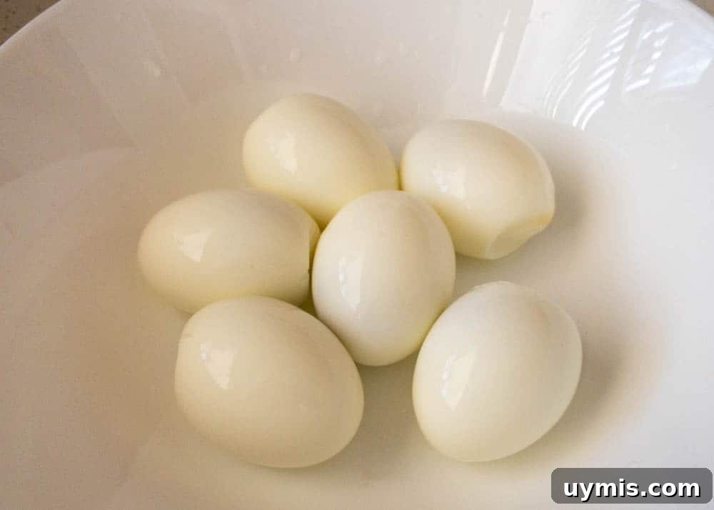 Instant Pot Hard Boiled Eggs Using the 5 5 5 Method 8 Hard boiled eggs peeled and ready