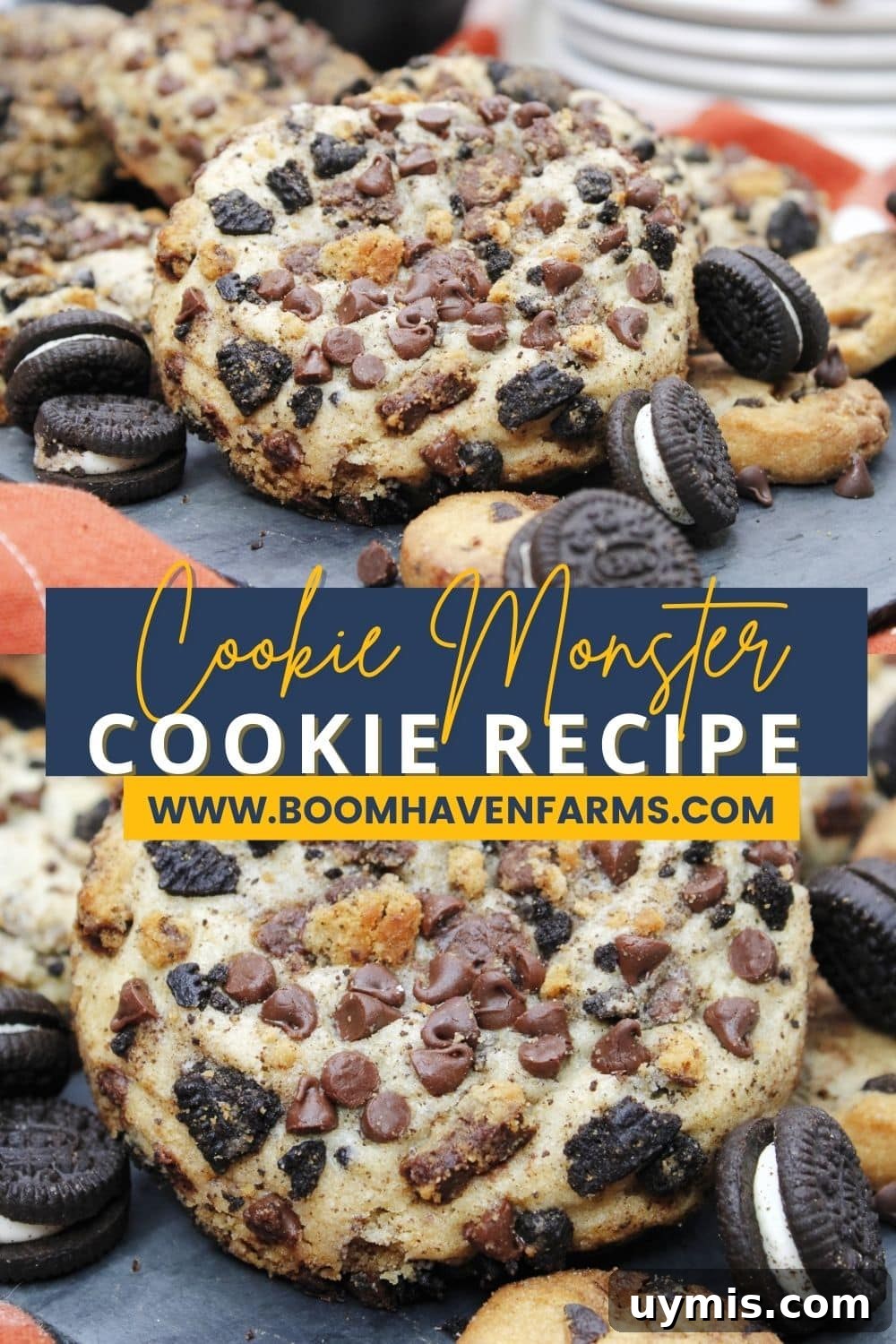 Cookie Monster Cookies: Fun Recipes for Kids 6 collage of Cookie Monster cookies