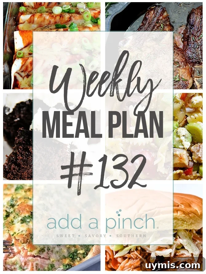 Weekly Meal Plan 132 with 7 Days of Family Dinners 2 Weekly Meal Plan #132- Sharing our Weekly Meal Plan with make-ahead tips, freezer instructions, and ways to make supper even easier! // addapinch.com