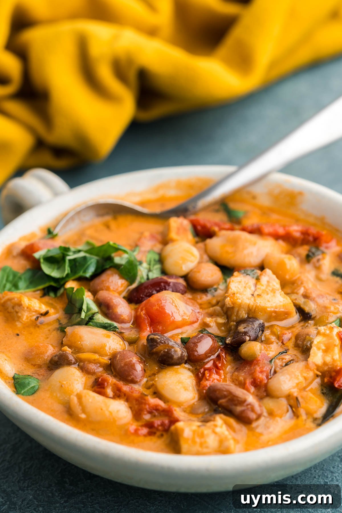 close up shot of beans in soup