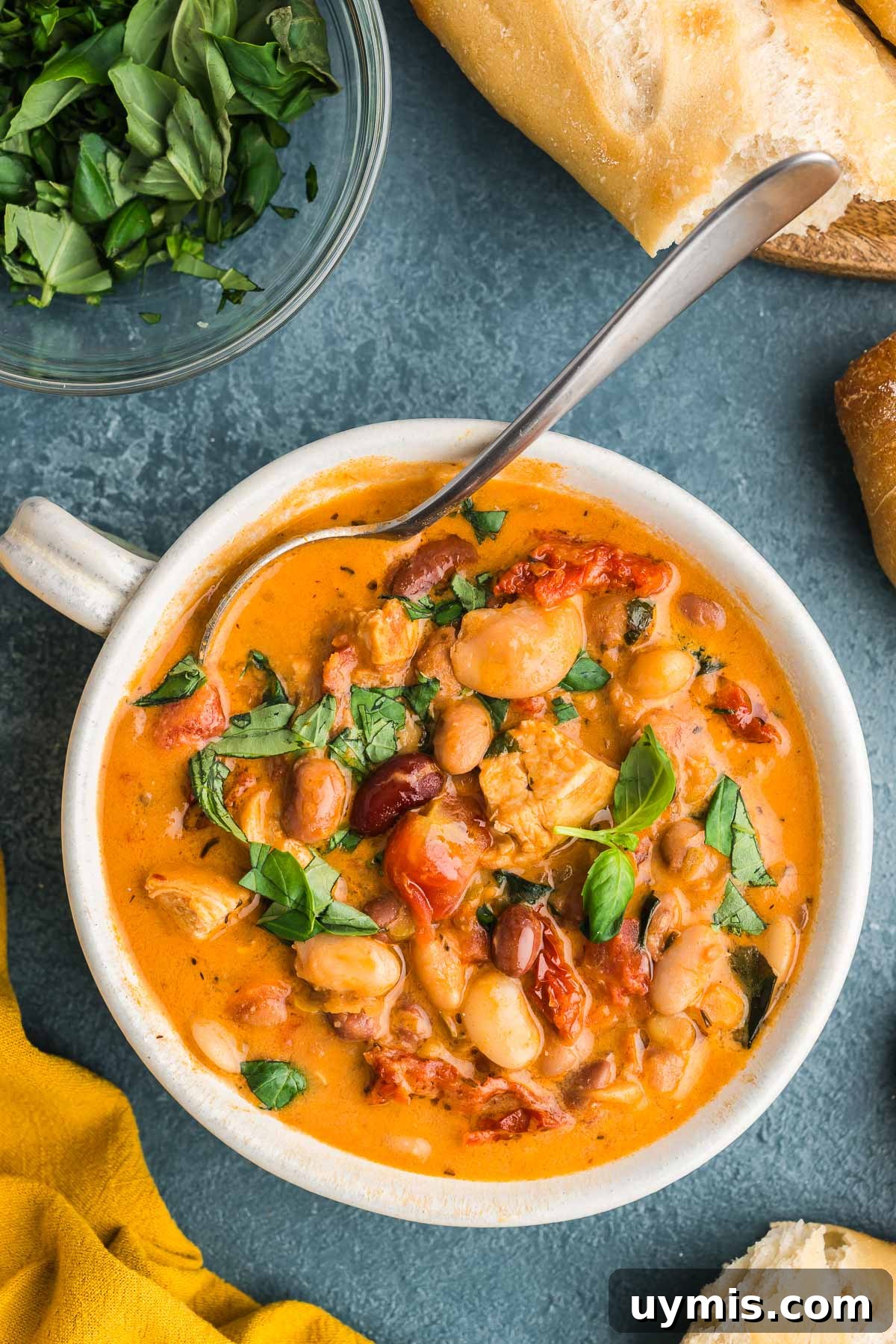 close up bowl of bean soup