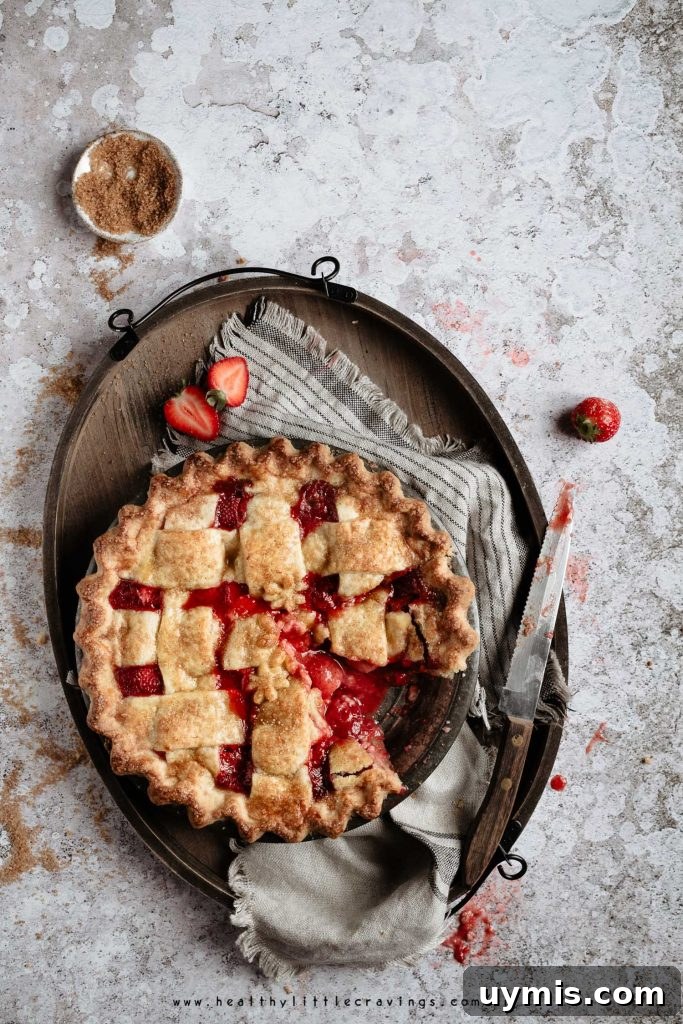 Delicious strawberry pie onto a tray ready to be served