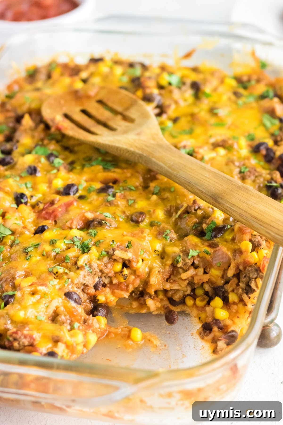 20 Southern Food Blogs to Follow for Classic Comfort Recipes 4 a casserole dish with a mexican beef casserole and a spoon on top