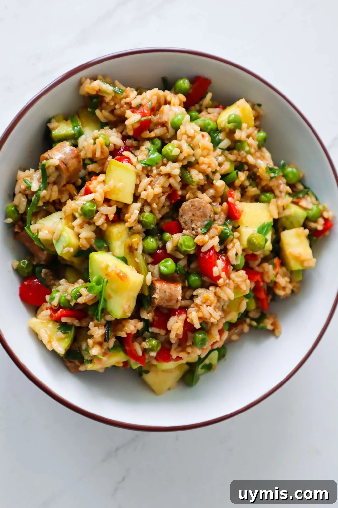 One Pot Rice and Sausage Dinner Recipe 3 Quick and easy healthy rice and sausage recipe, the perfect weeknight dinner idea that you can make in less than 30 minutes.