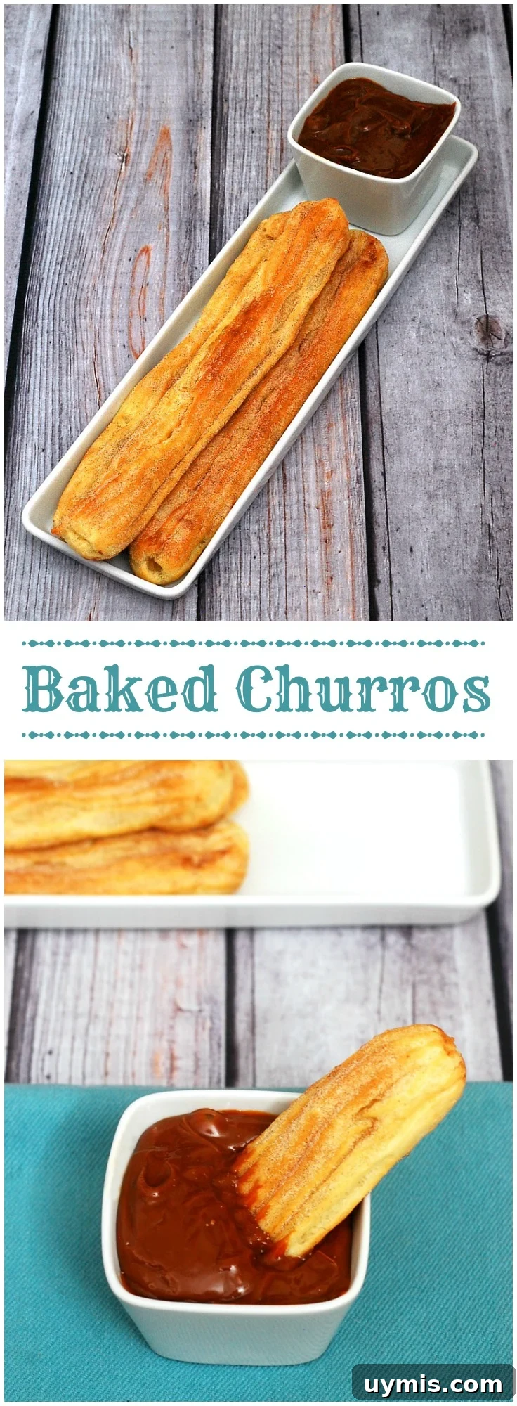 Crispy Baked Churros Recipe with Cinnamon Sugar 4 Snack on baked churros dipped in dulce de leche this Cinco de Mayo! | theredheadbaker.com