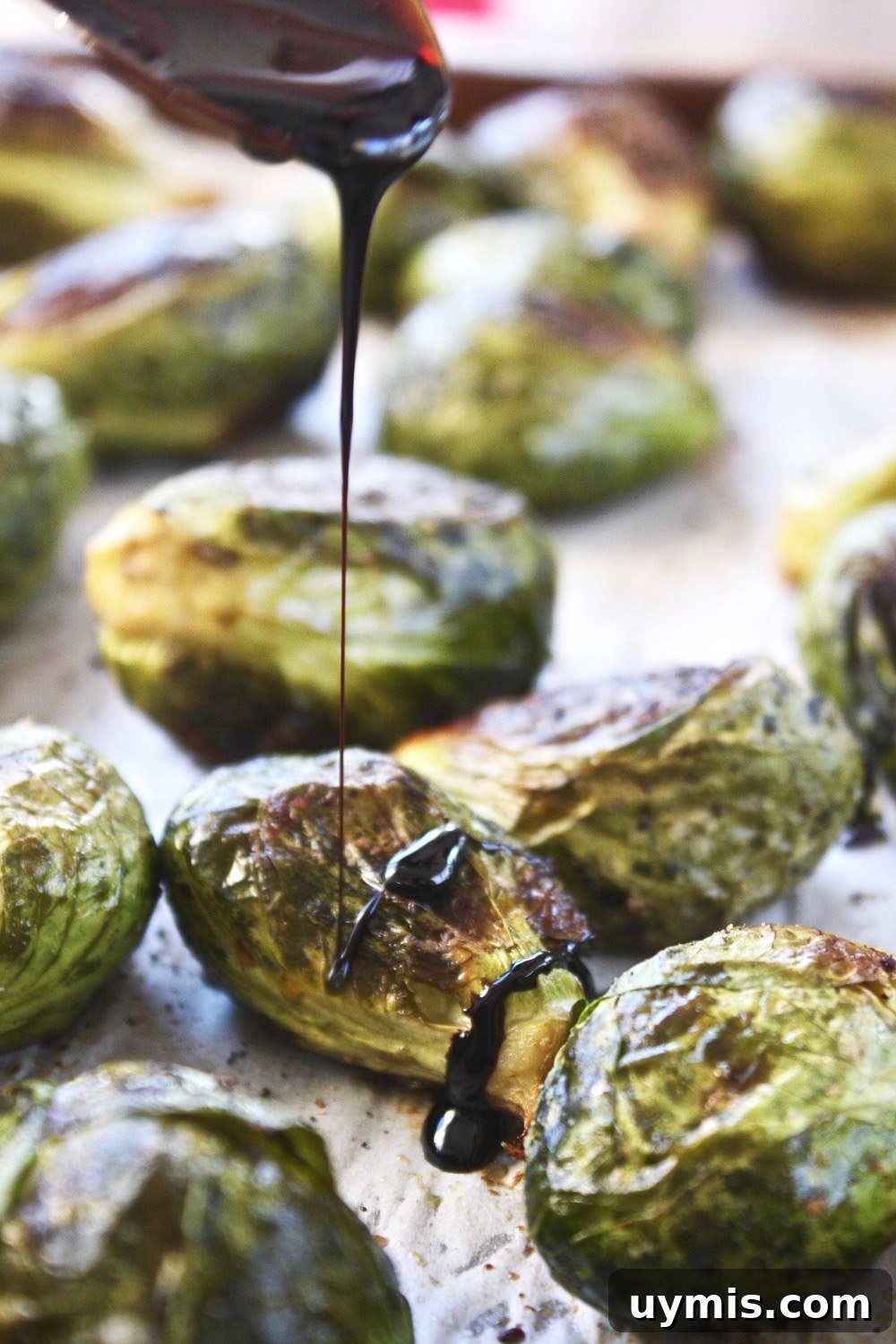 Whole Roasted Brussels Sprouts with Balsamic Glaze 3 Fresh Brussels sprouts ready for roasting