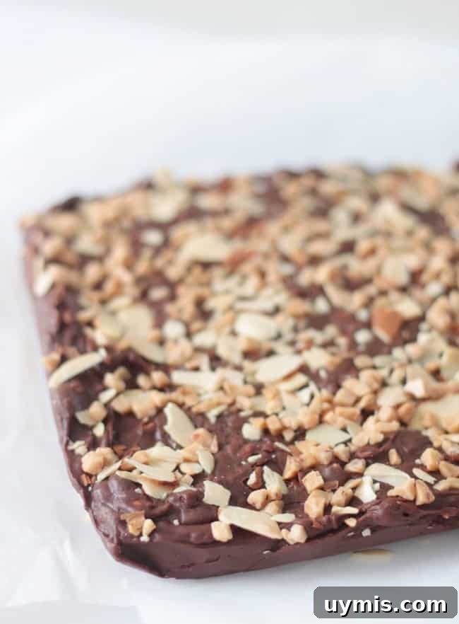 square of toffee fudge on parchment paper