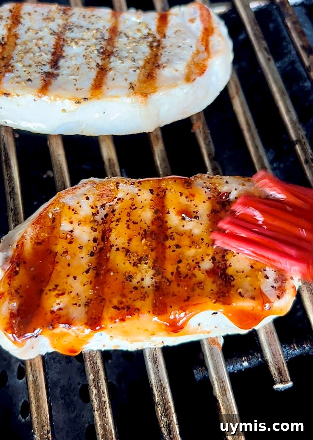 Maple Chipotle Grilled Pork Chops 6 Pork chops glazed with maple chipotle sauce