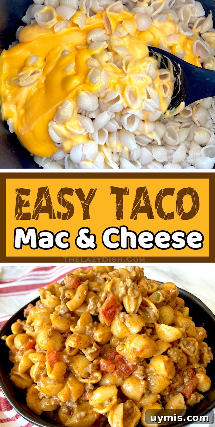 Taco Macaroni and Cheese Skillet Dinner 13 Easy taco macaroni and cheese dinner made with ground beef, taco seasoning, diced tomatoes, and boxed macaroni.