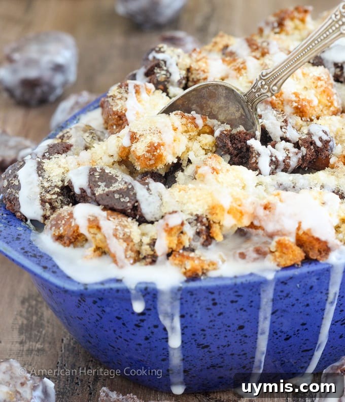 Coffee Donut Bread Pudding with Glazed Donuts 8 Coffee Donut Bread Pudding topped with glaze.