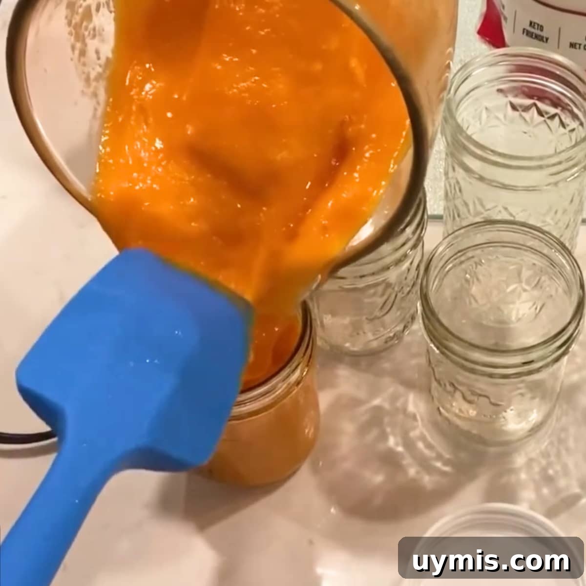 Low Sugar Apricot Freezer Jam Recipe Without Pectin 8 filling freezer safe mason jars with apricot freezer jam