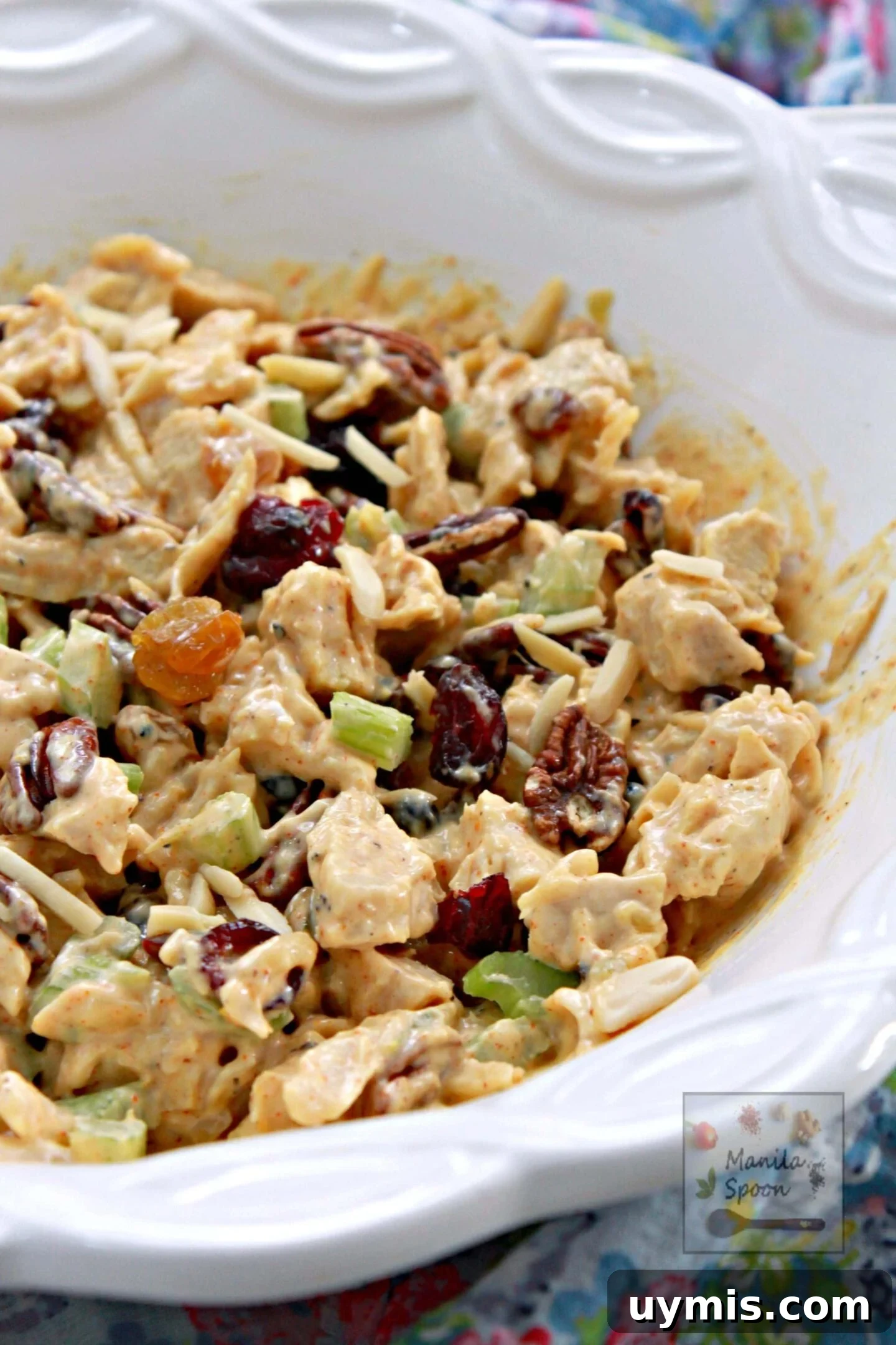 Curried chicken salad with fruits and nuts Curried chicken salad with fruits and nuts