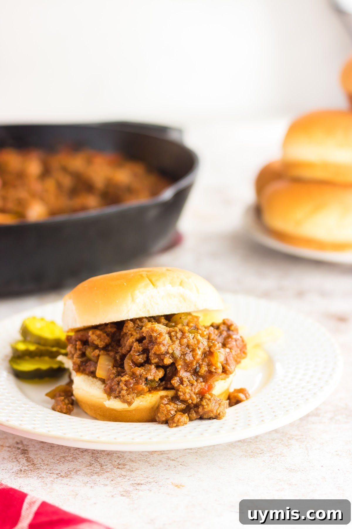Old Fashioned Sloppy Joes Recipe 2 A sloppy joe sandwich on a plate.