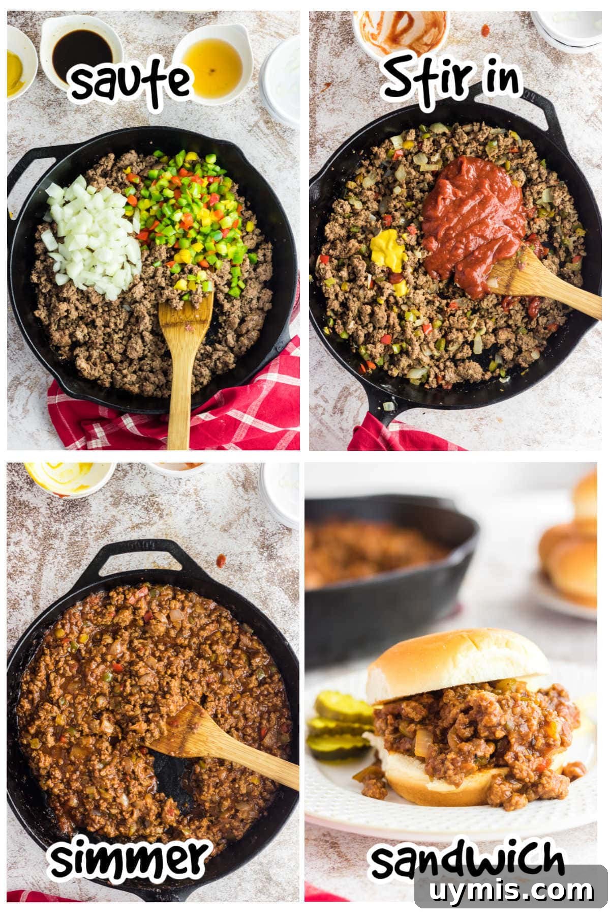 Old Fashioned Sloppy Joes Recipe 4 Step by step images for making sloppy joes.