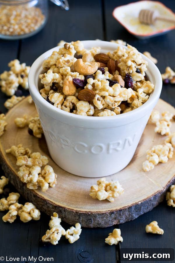 Trail Mix Popcorn Recipe with Nuts and Chocolate 2 trail mix popcorn