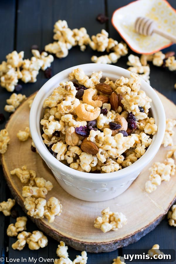 Trail Mix Popcorn Recipe with Nuts and Chocolate 3 trail mix popcorn